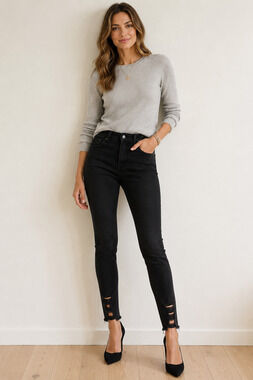 Black Denim Straight Leg Jeans Size 29 Vamp Goth Grunge Mid Rise Distressed